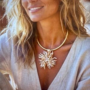 Coral Flower Collar Necklace